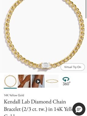 Lab Diamond Gold Chain Bracelet - 14K Yellow Gold